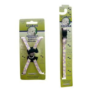 Li'l Pals Adjustable Harness and Collar Lilac Floral Puppy Size